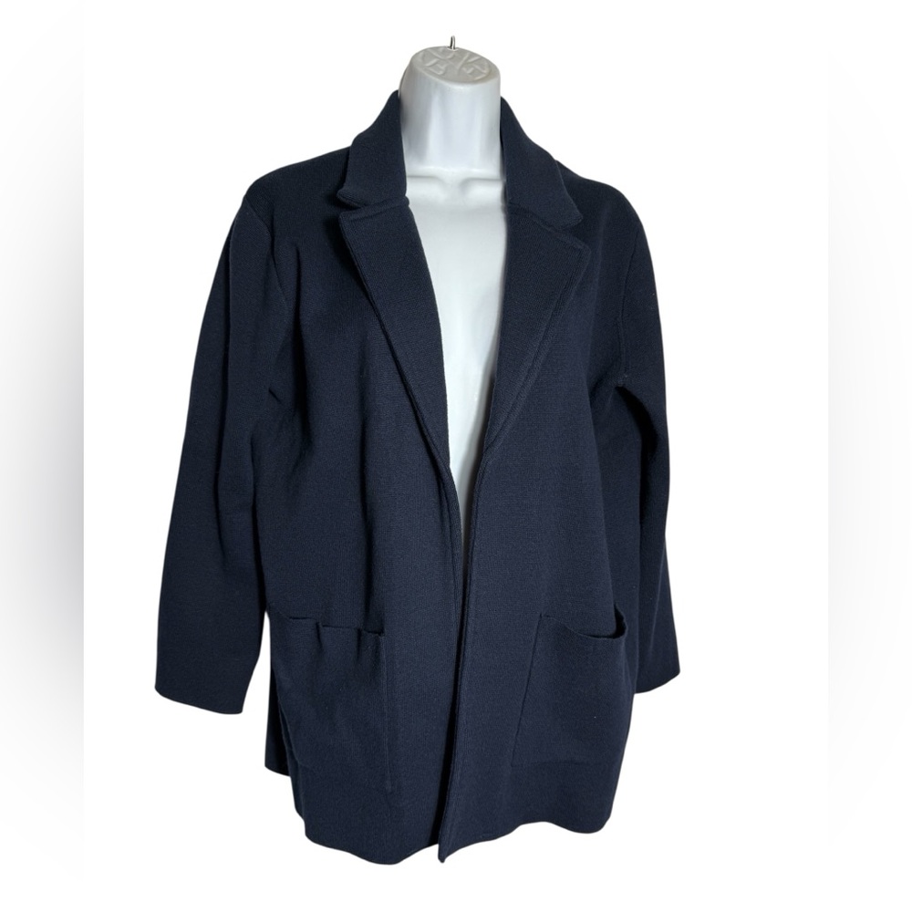 Magaschoni Cardigan Size Medium Women's Navy Blue Cardigan‎ w/pockets